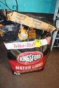 (2) Folding Cots, Standing Heater, Fan, Metal Flower Stand Bench, Kingsford Charcoal, and Type 1 Tile Adhesive
