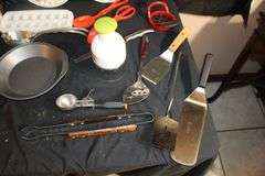 Magic Bullet Mixer, Magic Bullet Mixer Cups, Sheffield Decorative Plates, Coffee Mugs, Spatulas, Tongs, Plastic Cups, Ice Tray, and Misc.