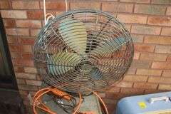 Robbins and Myers Fan and Metal Table on Wheels