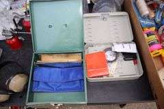 Oil Cans, Tape, Wire Wrap, Muffs, Boxes, Chalk Line Set, Door Handles, Funnel, and Misc.