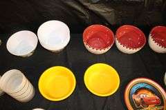 Tabletop Gallery Bowls, Zak Bowls, (2) Fire King Bowls, Glass Mugs, Condiment Bowls, Glasses, and Misc.