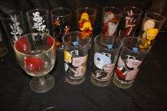 Looney Toon Glasses, (9) 2010 Derby Glasses, E.T Glasses, 2003 Derby Glass, and Misc. Decorative Glasses