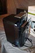 RCA 5 Disc Changer Stereo, (2) RCA Speakers, AKAI X-2000s Integrated Circuit Tape Reel, and Cuisinart Coffee Maker