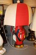(2) White Lamps with Globes, (6) Lamps, (2) Wooden Base Lamps, and Golf Bag Lamp