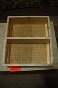 Wicker Coffee Table, Folding Shoe Rack, 4 Drawer Plastic Container, 2 Tier Rack, 4 Tier Rack, and 7 Drawer Cart on Wheels