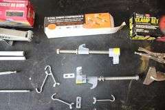 Larin 1 1/2 Ton Scissor Jack, Pittsburgh Coil Spring Compressor, and Pittsburgh Clamp Set
