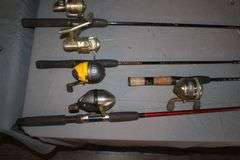 (3) Shakespeare, EZ Cast, Quantium, Proton Rod and Reels, (2) Rods, and Longbow