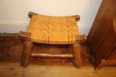 End Table, Single Drawer End Table, Corner Shelf, and Wicker Stool