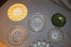 Glass Egg Plate, Glass Bowls, Glass Serving Trays, Candy Dishes, and Egg Plate