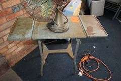 Robbins and Myers Fan and Metal Table on Wheels