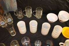 Tabletop Gallery Bowls, Zak Bowls, (2) Fire King Bowls, Glass Mugs, Condiment Bowls, Glasses, and Misc.