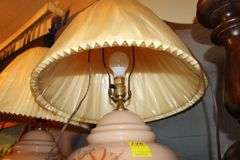 (2) White Lamps with Globes, (6) Lamps, (2) Wooden Base Lamps, and Golf Bag Lamp