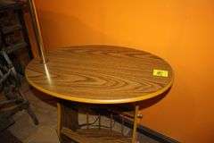 Oval Magazine Rack Lamp Table and (2) Small Wooden Benches