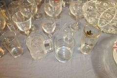 Turkey Platter, Glass Serving Plates, Microwave Turntable, Margarita Glasses, Pizza Pan, and Misc. Glasses