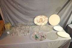 Turkey Platter, Glass Serving Plates, Microwave Turntable, Margarita Glasses, Pizza Pan, and Misc. Glasses