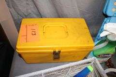 Door Beads, Frog Decorations, Plastic Toolbox, Step Stool, Vases, Pitcher, Lined Wicker Basket, Cleaning Supplies, and Misc.