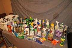 Murphy Wood Cleaner, Antibacterial Wipes, Hornet Spray, Swiffer Power Mop, Glass Cleaner, and Misc. Cleaning Supplies