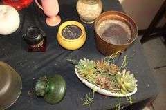 Houston's Gumball Machine, Glass Candy Dishes, Globe, Candles, Crafty Girl Sign, and Misc.