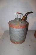 Propane Cooker Stand, Metal Fuel Can, and 5 Gallon Plastic Gas Can