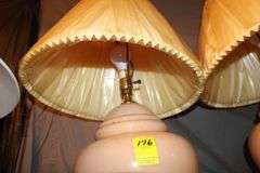 (2) White Lamps with Globes, (6) Lamps, (2) Wooden Base Lamps, and Golf Bag Lamp
