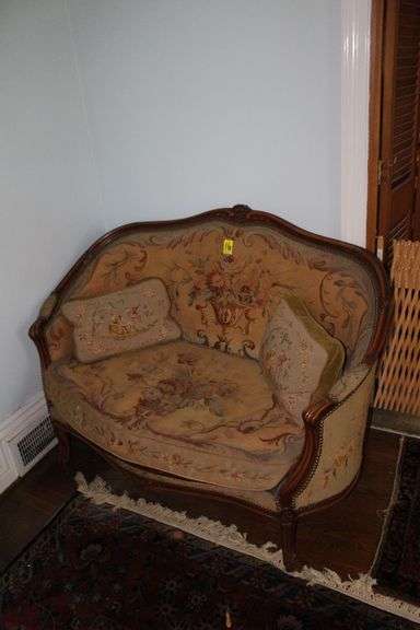 Antique Louis XV French Settee with (2) Pillows image