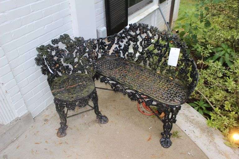 Cast Iron Patio Bench and Chair image