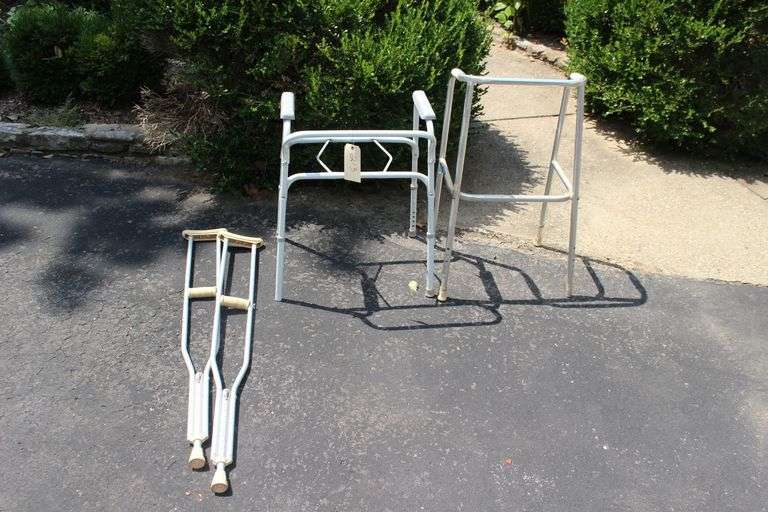 Potty Chair, Walker, and (2) Crutches image