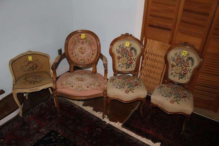 (4) Wooden Side Chairs with Upholstered Seats and Backs image