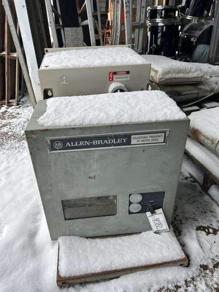 Rolling cart, wire caddy, (2) VFD motor controllers, bldg:Green