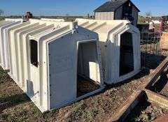 (2) Calf-tel hutches with fence, row:6