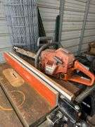 Husqvarna cut off saw, Husqvarna 455 chain saw, (1) Doug & Sam 10" table saw, bldg:Green