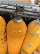 (4) Scott air pack tanks with (2) carrying cases, bldg:Green