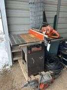 Husqvarna cut off saw, Husqvarna 455 chain saw, (1) Doug & Sam 10" table saw, bldg:Green
