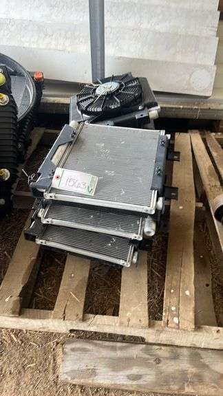 (6) transmission coolers (radiators) with fans, owner states new, bldg:green