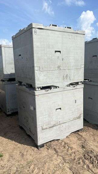 (2) Plastic reinforced steel totes with lids 48" x 44" x 44", row:6