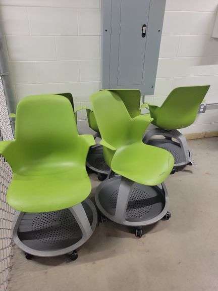 (5) Plastic Green Swivel Chairs image