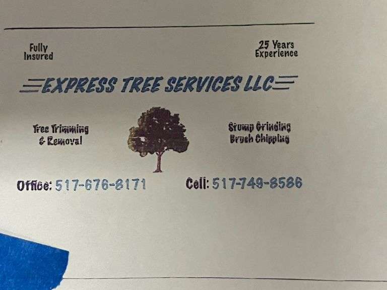 $100 Express Tree Services Certificate image