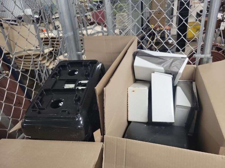 Disposal bins, toilet paper dispenser, & paper towel dispensers image