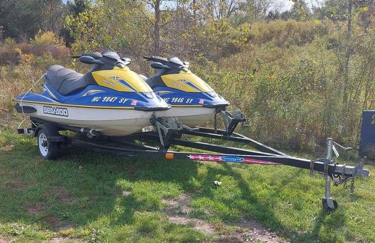 (2) 2006 Bombardier Jet Skis w/ Trailer image