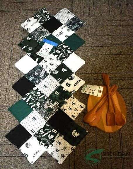 MSU Table Runner, Cutting Board, and Wooden Spoons image