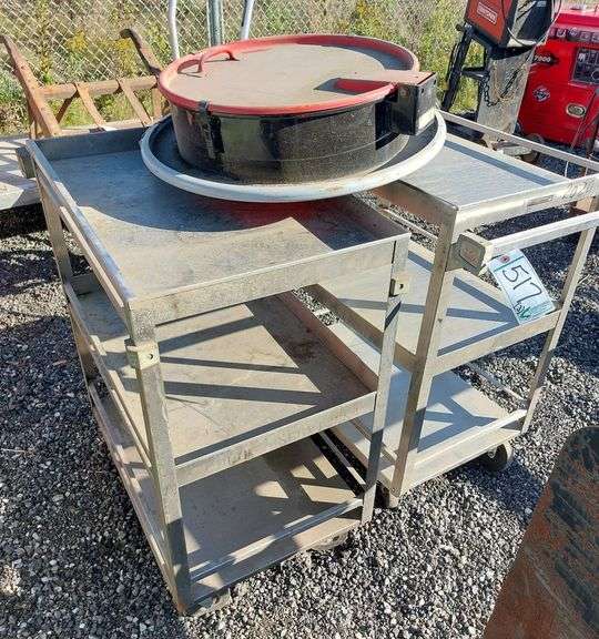 (2) Stainless Carts & Open-Head Drum Funnel image
