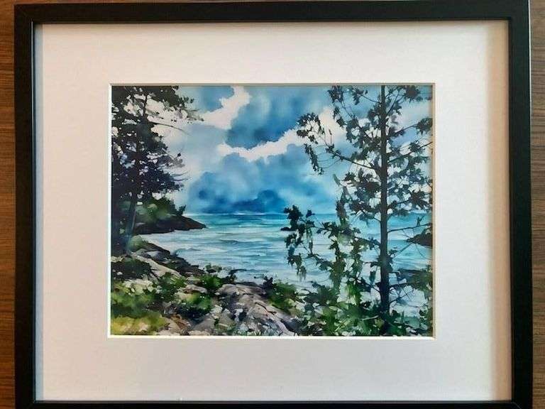 "Storm Over Lake Superior" Framed Watercolor image