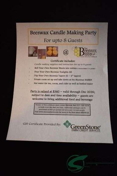 Certificate for Beeswax Candle Party for 8 guests image