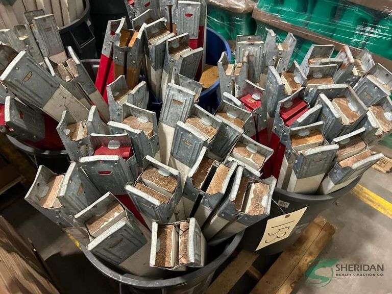 (4) Trash bins of saw horse legs image