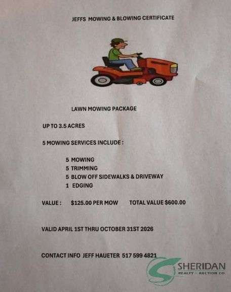Lawn Mowing And Blowing Certificate image