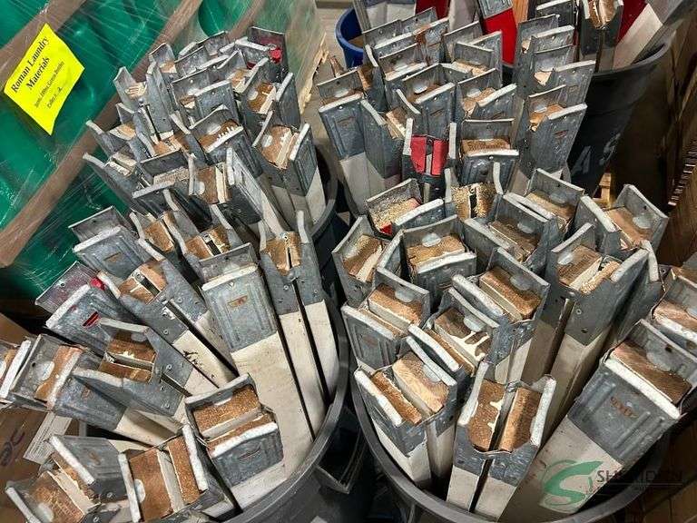 (4) Trash bins of saw horse legs image