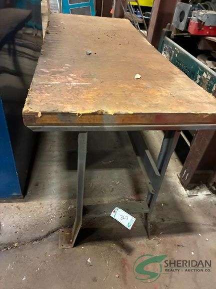 Wood topped work bench image