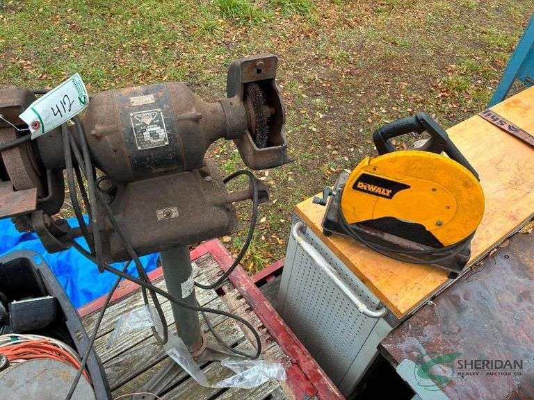 Dewalt chop saw and bench grinder on stand image