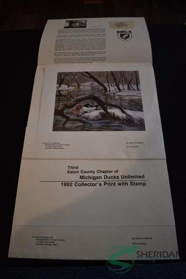 (2) Michigan Ducks Unlimited prints (1) Browning Print image
