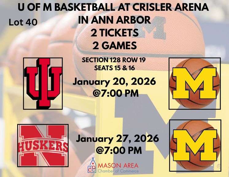 (2) U of M Basketball Tickets at Crisler Arena in Ann Arbor for 2 games image